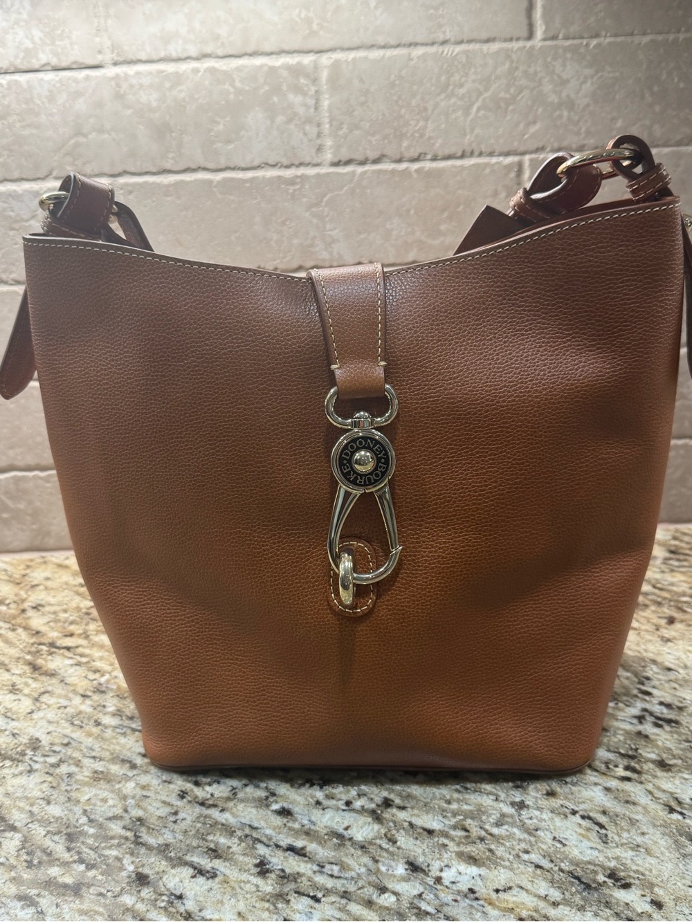 Dooney & Bourke Pebbled Leather Shoulder Bag in Brown